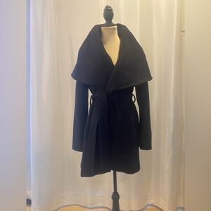 Elegant Black Wool Wrap Coat